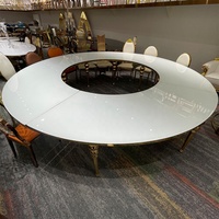 Table Serpentine Moderne de Luxe en Acier Inoxydable Doré en Forme de S pour Événements et Banquets, Table Ronde Quatre Pièces pour Mariages et Fêtes
