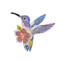 Bros Bunga Burung Kolibri Enamel yang Laris Manis, Bros Vintage Glam Bertabur Rhinestone, Sempurna untuk Gaun dan Jas