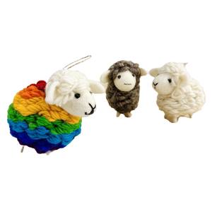 Porte-clés en feutre <span class=keywords><strong>de</strong></span> laine fait main, mouton bouclé mignon Baa Baa, pendentif <span class=keywords><strong>de</strong></span> sac, figurine animale tridimensionnelle - Product Image 5