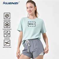 Camiseta Extra Grande para Mujer Kuenzi, Antiarrugas, Antibacteriana 7A, Tejido Modal de Seda de Morera, Sensación Fresca, 250GSM