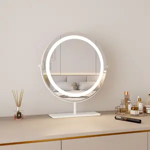Portable Dimmable 3 couleurs illuminé rond cosmétique bureau table maquillage maquillage vanité Table miroir avec lumières LED