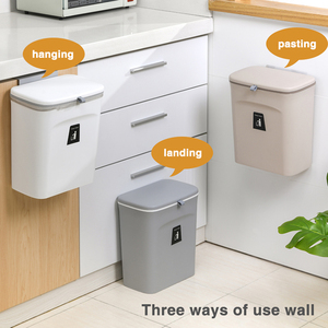 Cubo de Basura de Cocina Montado en la Pared, Cubo de Basura de Plástico con Tapa para Colgar en el Hogar, Contenedor de Basura para Gabinetes - Product Image 2