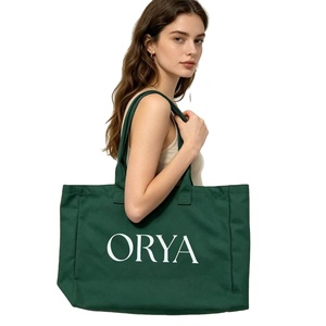 Custom Logo Oversize Extra Large Reusable Weekender Grocery Dark <b>Green</b> <b>Gift</b> Cotton Canvas Tote Bag - Product Image 1