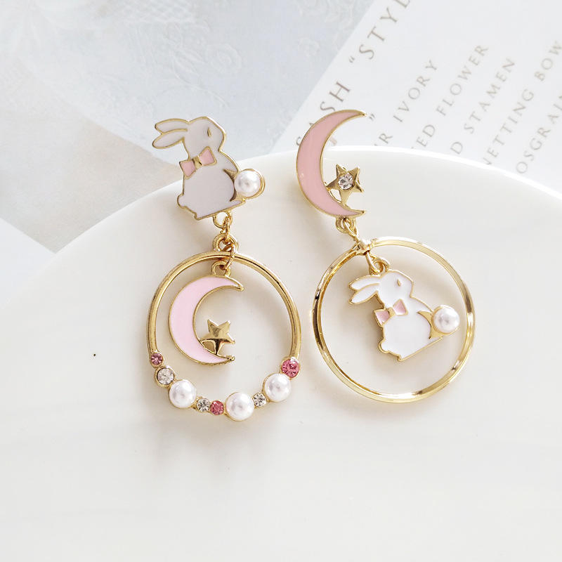 Cute Rabbit Drop Earrings Sweet Korean Fashion Jewelry