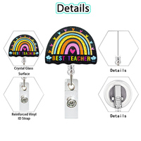Vente en gros de bobine d'insigne d'enseignant d'infirmière rétractable en acrylique, accessoires de médecin, porte-carte d'identité pour le travail