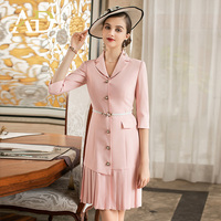 Original rose bouton avant luxe haut de gamme revers robe costume pour les femmes Occasion formelle classique en gros usine ourlet plissé