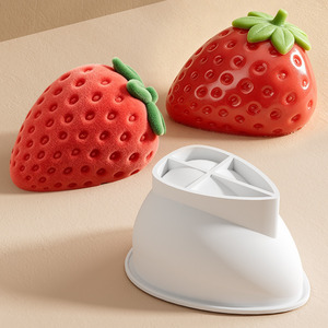 Strawberry <b>Cake</b> <b>Mold</b> PU Baking <b>Mold</b> 3D Fruit Dessert Mould for Chocolate Candy Fondant - Product Image 1