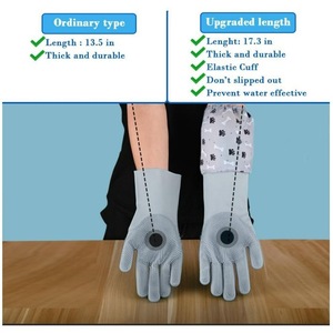 Gants de toilettage pour animaux de compagnie en silicone haute densité pour l'élimination des poils de chat et de chien, gants de nettoyage gris - Product Image 2