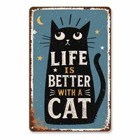 Décoration murale pour animalerie, plaque métallique vintage chat noir, motif logo personnalisé, plaque rétro pour café, bar, restaurant, salon, art