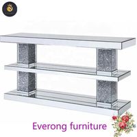 Meuble de table en verre carré brillant table console miroir diamant écrasé