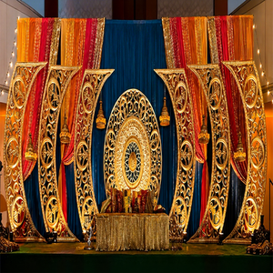 Ensemble de cadre de fond de scène de mariage au design moderne, élégant, style londonien, avec panneaux ronds, pour mariage asiatique, New York - Product Image 1