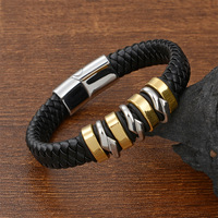 Bracelet en cuir vintage classique rétro tissé multicolore d'affaires haut de gamme à la mode