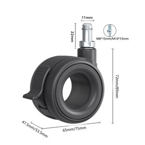 65mm 75mm Universal-Lenkrolle mit Bremse Bürostuhlrollen Möbelrollen Hohlrad für Büro - Product Image 4