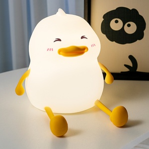 Lampe de chevet LED créative en silicone en forme de canard pour bébés et enfants, rechargeable, avec minuterie, pour chambre à coucher - Product Image 3