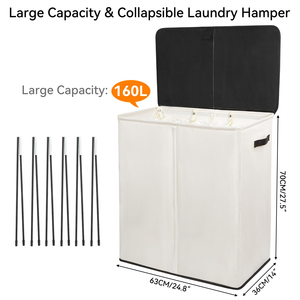 Giặt ủi cản trở với nắp có thể tháo rời giặt túi lớn bẩn quần áo cản trở 2 phần ráp giặt giỏ cho phòng ngủ - Product Image 5