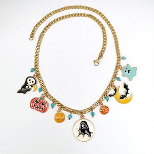 Collar de Moda Hip Hop para el Día de Todos los Santos, Joyería Fina, Accesorios, Collar con Colgante de Calabaza Fantasma para Mujer - Product Image 1