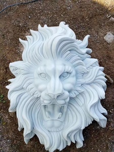 Pared decorativa mármol natural animal cabeza <span class=keywords><strong>de</strong></span> león escultura pared colgante cabeza <span class=keywords><strong>de</strong></span> león - Product Image 3