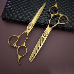 Golden Thinning Shears 6 Inches Stainless Steel Blunt Tip Long Handle <b>Hair</b> <b>Scissors</b> For Professional Use - Product Image 5