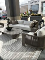 Ensemble de canapés d'extérieur en corde tressée et aluminium, mobilier de jardin durable et écologique de style postmoderne pour hôtels, villas et complexes hôteliers