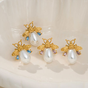 Pendientes de Perlas de Lujo con Baño de Oro de 14k y 18k, Acero Inoxidable 316L, Joyería de Moda de Titanio para Mujer - Product Image 2