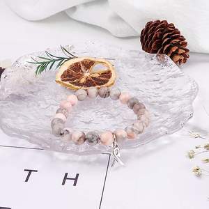 Braccialetti di consapevolezza <span class=keywords><strong>del</strong></span> <span class=keywords><strong>cancro</strong></span> al seno braccialetti di ispirazione con perline di <span class=keywords><strong>pietra</strong></span> naturale regali per le ragazze delle donne - Product Image 4