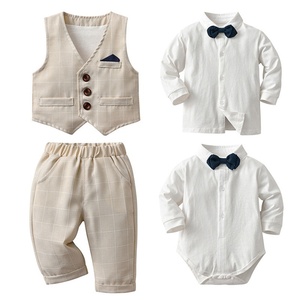 Großhandel 100% Baumwolle Kinder Abend anzug Frühling Herbst Gentleman Baby Boy Kleidung Sets 18-24 Monate Junge Kind Kleidung - Product Image 4