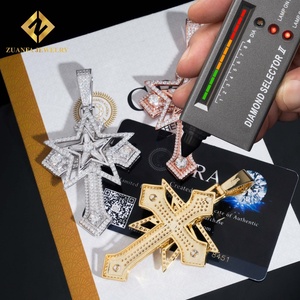 Pendentif en argent sterling 925 serti de diamants de moissanite VVS, design étoile de luxe, prêt à être expédié - Product Image 2