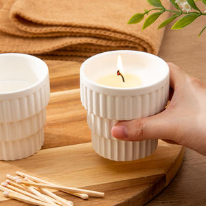 Porte-bougie cylindrique en céramique de style nordique, vide, pour usage domestique, cadeau, DB2861 - Product Image 3