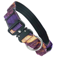 Collar táctico de nailon para perros con estampado de transferencia de calor personalizado, collar para perros con hebilla metálica premium para perros medianos y grandes, acero inoxidable D