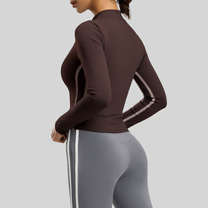 Chaqueta <span class=keywords><strong>de</strong></span> Yoga para Mujer, Forrada <span class=keywords><strong>de</strong></span> Felpa, Gruesa, Transpirable, con Cuello Alto, Manga Larga, Ajustada, para Deportes y Fitness - Product Image 4