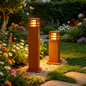 Nouvelle idée de boîte d'éclairage en Corten, bollards d'éclairage en Corten pour l'aménagement paysager - Product Image 5