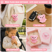 Porte-clés ours en peluche mignon avec nœud à carreaux, animal en peluche doux et moelleux, breloque de sac, pendentif pour sac à dos de filles, décoration de clé de voiture, cadeau