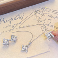 6-7mm Crêpe Géométrique Étoilé Ensemble Boucles D'oreilles Anneau Pendentif Perle & Shell Perles 14K Or Rempli Clip-On Dainty Trois Pièces Cadeau
