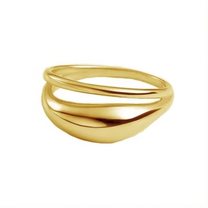 Custom Wholesale 14k 18k Gold Plated Vermeil 925 Sterling <b>Silver</b> Double <b>Chunky</b> Wedding & Party Zircon <b>Ring</b> for Women - Product Image 1