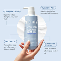 Après-shampoing hydratant et lissant au complexe collagène et kératine, sans sulfate, pour cheveux secs et abîmés, vente en gros, usine OEM