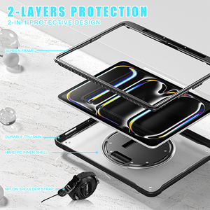Funda para tableta de TPU híbrida resistente a prueba de golpes para <span class=keywords><strong>iPad</strong></span> Pro 13 2024, funda de parachoques con correa para el hombro, correa de mano giratoria y soporte - Product Image 2