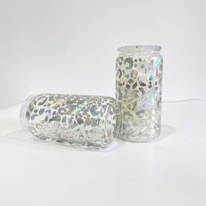 Paquete de 25 Calcomanías de Vinilo con Logotipo Personalizado, Decoradas con Estampado Holográfico de Leopardo y Guepardo, para Vasos de Cerveza Transparentes de 16 oz - Product Image 2