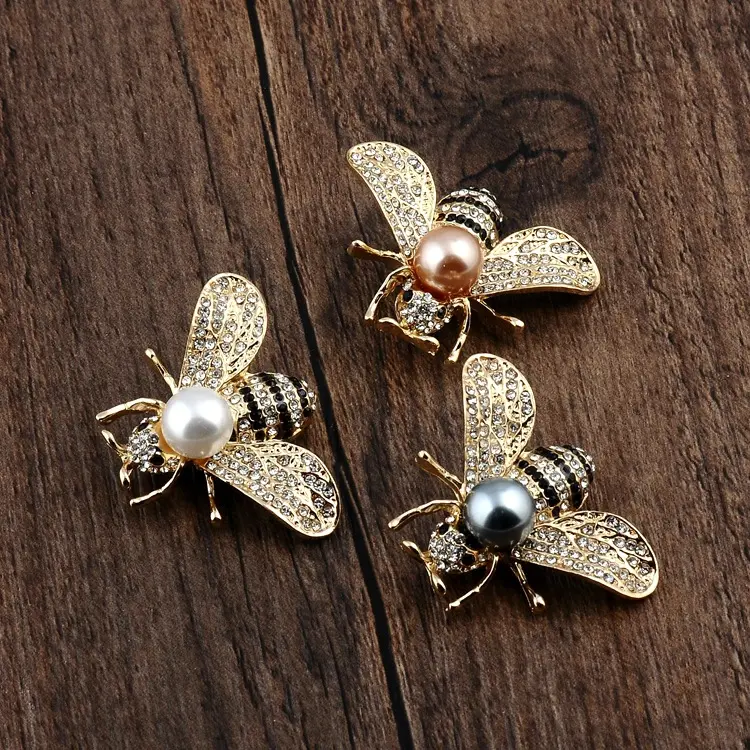 Ruigang 3 colores animales insectos tema cariño de diamantes de imitación de cristal abeja broche