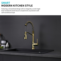 Robinet d'eau intelligent à capteur tactile automatique robinet d'évier de cuisine à économie d'eau robinets de cuisine en laiton sans contact flexible à tirer vers le bas FLG or