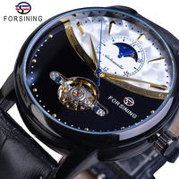 Montres de luxe Forsining montres hommes marque poignet noir doré horloge multi fonction affichage hommes montres mécaniques automatiques