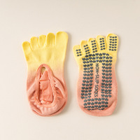 Chaussettes de yoga antidérapantes en coton pour femme, cinq doigts, avec grip, imprimé dégradé, pour Pilates et Barre, vente en gros, collection automne