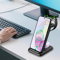 Station de charge sans fil 3 en 1, 9V/2A, portable, pliable, chargeur magnétique 15W, support pour 17/16/15, pour iWatch, pour AirPods
