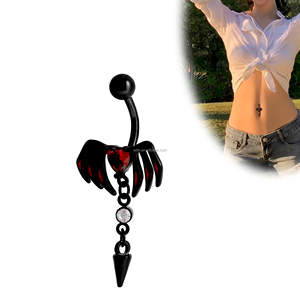 RVS <span class=keywords><strong>navel</strong></span> piercing zwarte bananenbarbell donkere stijl punk sieraden kegel hanger buikring - Product Image 2