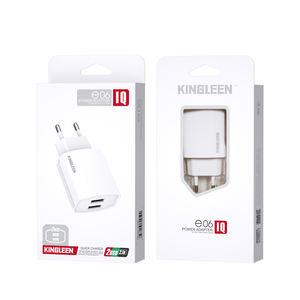 KINGLEEN Fireproof Universal Oem Wall Smart Adapter Usb Charger Fast Charging Pc <span class=keywords><strong>Agent</strong></span> Preço Eu Plug 2 Double Usb Output 2.1A - Product Image 6