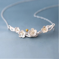 Collier pendentif fleur en argent 925 pour femme, bijoux coréens tendance 2021