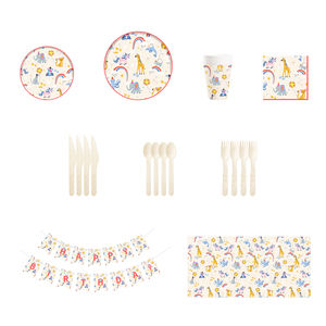 DAMAI Animal Party  Fournitures de fête d'anniversaire pour enfants  Éléments arc-en-ciel licorne Vaisselle jetable Serviettes en papier Gobelets Assiettes - Product Image 6