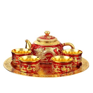 Service à thé Kung Fu en métal de style nordique pour usage domestique, comprenant une tasse de maître, un infuseur à thé, une théière, un pichet à eau froide portable, un plateau à thé sec. Nouveau, idéal comme cadeau. - Product Image 2