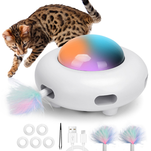 Nobleza giocattolo interattivo per gatti con piume eco-friendly Smart per interni con 3 modalità di gioco 5cm moderno stile di animazione classica - Product Image 1