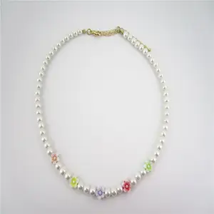 hot sale on Lazada bohemian necklace of pearl with daisy beads jewelry