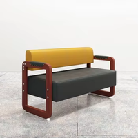 Chaise d'attente moderne pour salon de coiffure, bureau, hôpital, chaise longue décontractée en bois massif, siège rembourré commercial pour la beauté, les ongles et la coiffure